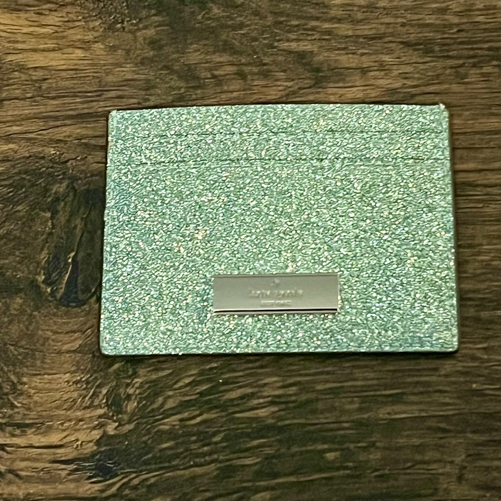 Kate Spade Green Silver Glitter 4x6 Card Holder